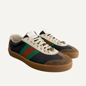 Size 8US - Gucci Men's G74 Web Black Gum Low Top Sneaker